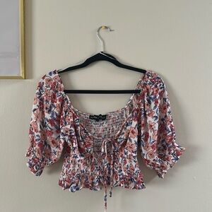 Kendall + Kylie Floral Boho Crop Top